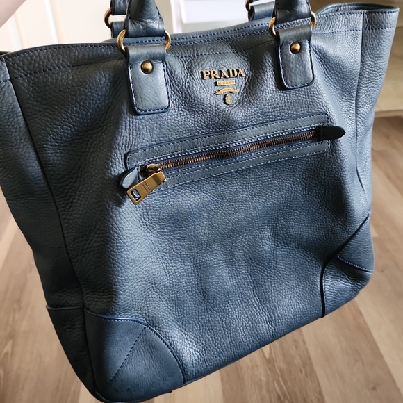 Prada Handbags - Prada Blue Leather Tote/Crossbody Bag